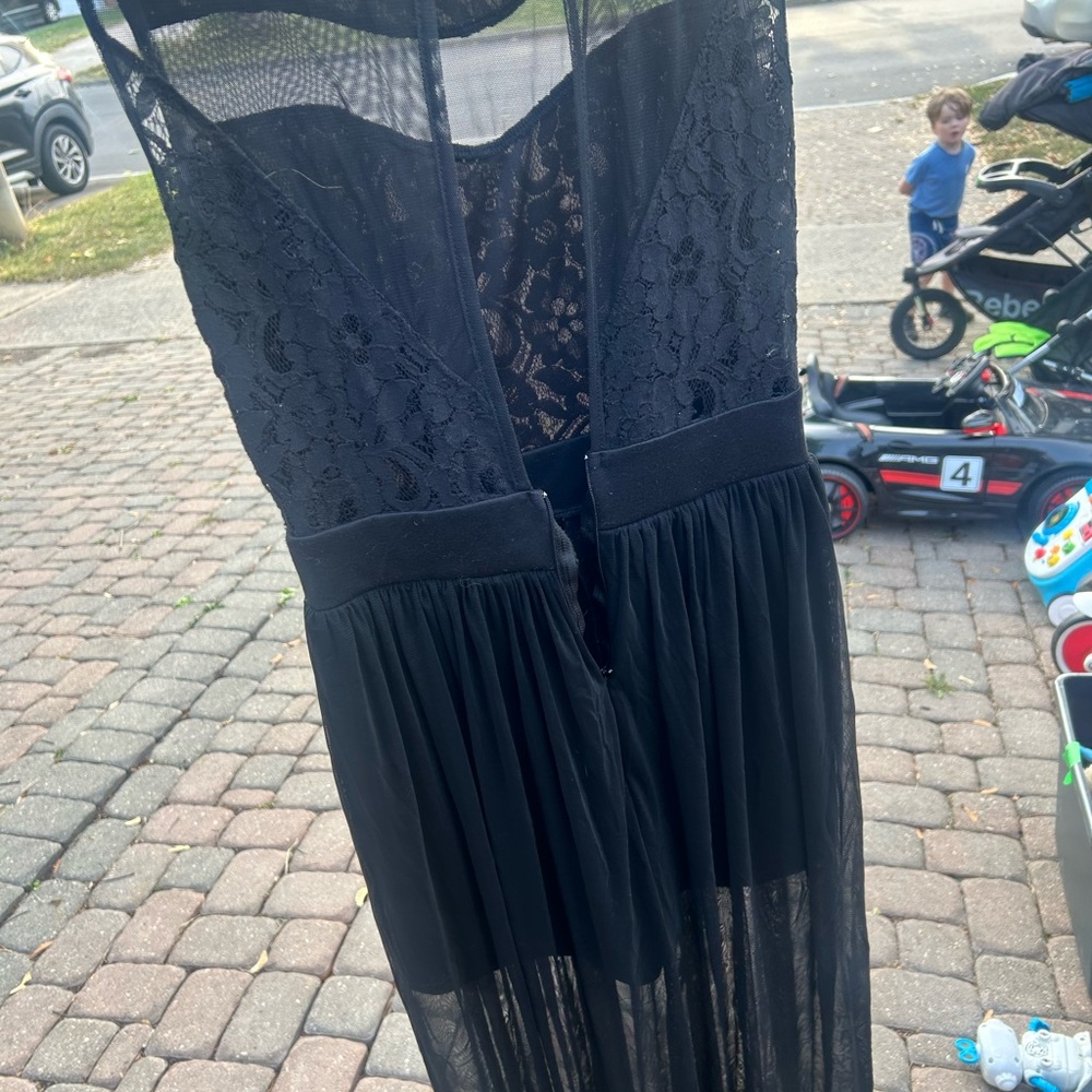 Guess Black Backless Lace Dress